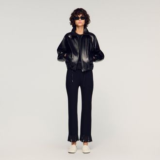 Sandro Ruffled knit trousers