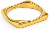Adiba Plain Minamilist Square Stainless Steel Ring in Gold at Nordstrom, Size 7