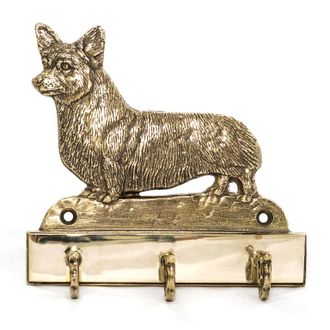 OEM Pembroke Welsh Corgi - Colgador De Llaves Con Perro, Soporte De Lat&oacute;n Para Accesorios De Perros, Elegante Decoraci&oacute;n De Pasillo De Art-dog