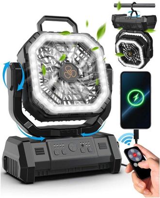 OEM Ventilador De Camping Recargable - Ventilador De 20000 Mah Con Luz Led - Silencioso - Control Remoto - 4 Velocidades