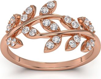 Pompeii3 1/3Ct Diamond Wedding Stackable Ring Vine Petal Leaf White Yellow or Rose Gold