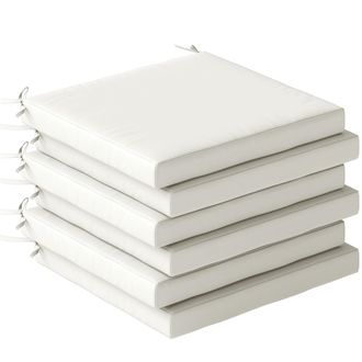 OUTSUNNY Juego De Cojines Para Sillas De Comedor 46x42x7 Cm 6 Piezas Cojines Para Sillas De Jard&iacute;n Con Funda Lavable Y Lazos Impermeable Anti-uv Crema