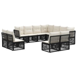 vidaXL Conjunto De Sof&aacute;s De Jard&iacute;n 11 Pcs Negro Rat&aacute;n Sint&eacute;tico Vidaxl