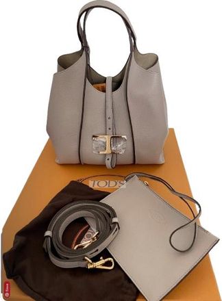 Tod's Grey Mini T Timeless Shopping Bag