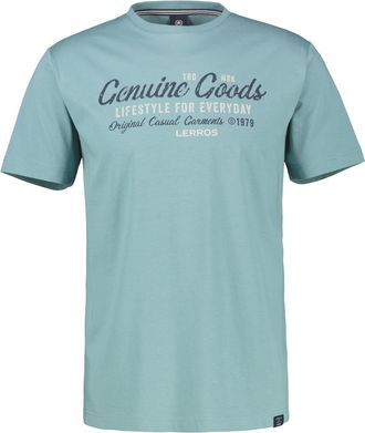 Lerros T-Shirt LERROS T-Shirt unifarben mit Print und 1/2-&Auml;rmeln, Herren, Gr. 4XL, arctic blau, 100% Baumwolle, Rundhals, Shirts T-Shirt