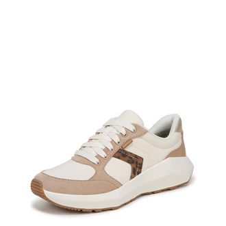 Dr. Scholls Womens Hannah Retro Lace Up Fashion Sneaker, Tofu/Leopard Microfiber, 5.5 UK