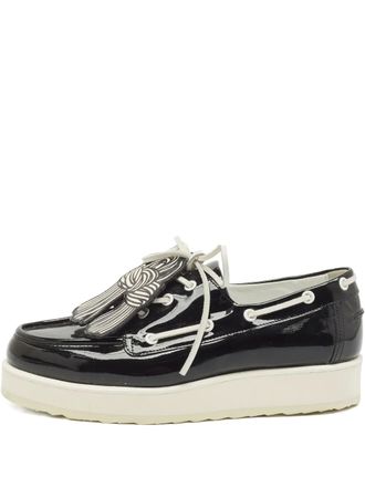 Pierre Hardy pre-owned patent-leather knot-detail loafers - Black