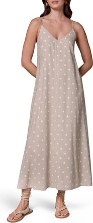 DKNY Polka Dot Linen Blend Dress in Sandstone Di at Nordstrom, Size X-Large