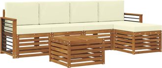vidaXL Conjunto De Sof&aacute;s De Exterior 6 Uds. Natural Y Crema Vidaxl