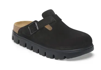 Birkenstock Womens Papillio Boston Chunky Suede Clogs In Black