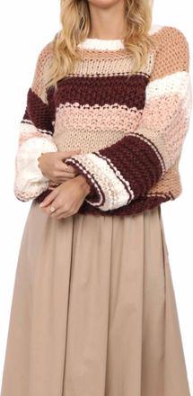 Sadie & Sage Butter Pecan Chunky Sweater In Burgundy Multi