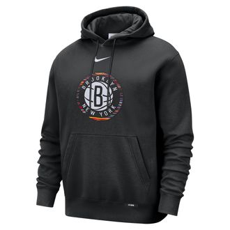 Nike Brooklyn Nets City Edition Nike Mens Club Hoodie in Black | HQ5503-010