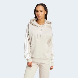 adidas Kapuzensweatshirt ADIDAS SPORTSWEAR W 3S FL HD, Damen, Gr. XS, wonder alumina, wei&szlig;, Obermaterial: 55% Baumwolle, 36% Polyester, 9% Viskose, normal, R