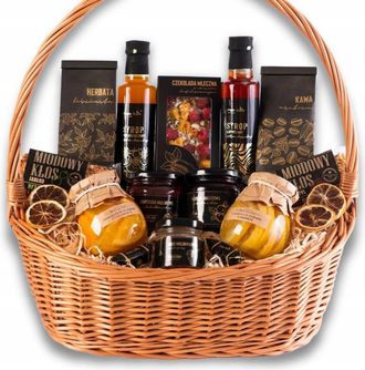 OEM Gran Cesta De Regalo Premium Con T&eacute;, Caf&eacute;, Dulces, Miel, Sirope, Gracias