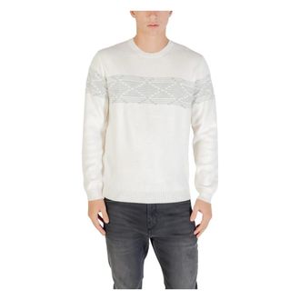 Antony Morato Round-neck Knitwear, male, Beige, Size: 2XL Geometric Band Mens Sweater