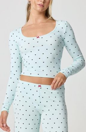 Florence By Mills Holidaze Rib Sleep Top in Crystal Blue Polka Dot at Nordstrom, Size Xx-Large
