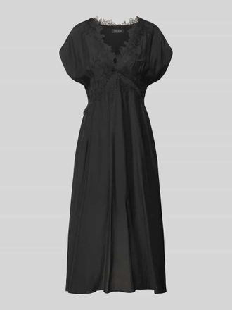 Copenhagen Muse Midikleid mit V-Ausschnitt und Spitze Modell MOLLY in Black, Gr&ouml;&szlig;e XS