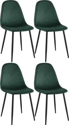 Clp Clp - Conjunto De 4 Sillas De Comedor Napier Verde Terciopelo
