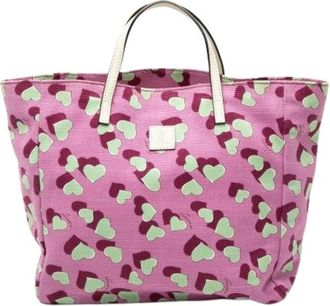 Gucci Pre-owned Printed Canvas Tote - Dames - Vintage Shopper - Roze - ONE Size - Leer - Vintage
