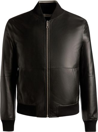Bally zip-up leather bomber jacket - men - Lamb Skin/Nylon/Cotton/Elastane/Polyester - 50 - Black
