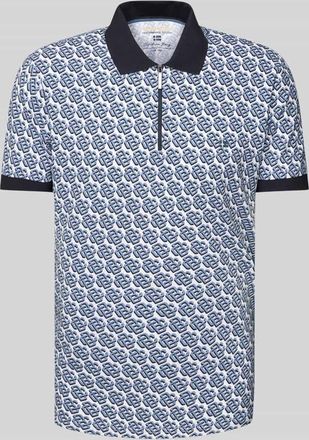 Christian Berg Poloshirt mit kurzem Reißverschluss in Jeansblau, Größe XL