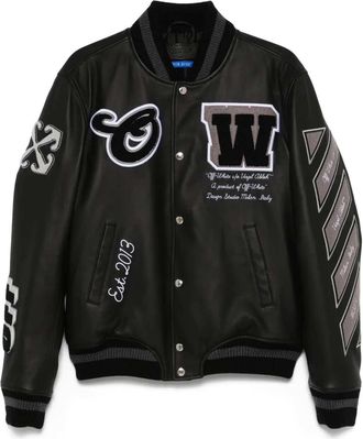 Off-white Gebroken wit lederen bomberjack