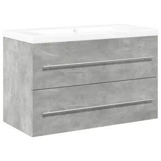 vidaXL Set Muebles De Ba&ntilde;o 2 Piezas Madera Contrachapada Gris Hormig&oacute;n Vidaxl