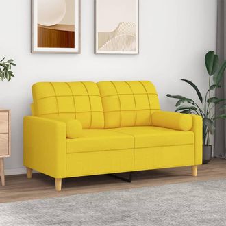 vidaXL Vidaxl - Sof&aacute; De 2 Plazas Con Cojines Tela Amarillo Claro 120 Cm