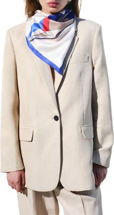 Mango Straight Fit Blazer in Sand at Nordstrom, Size X-Large