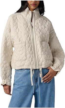 Blank NYC Vanilla Ice Floral Quilted Jacket Womens Coat Beige : LG, Cotton