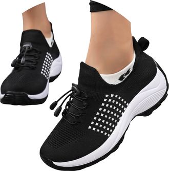 Generic Orthotic Stretch Cushion Shoes for Women Lace Up Breathable Mesh Arch Support Sneakers Outdoor Non-Slip Walking Running Gym Athletic Fitness Jogging F