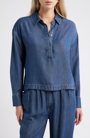 Cloth & Stone Half Placket Denim Popover Top in Horizon Wash at Nordstrom, Size X-Small