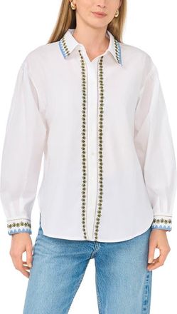Parker Embroidered Long Sleeve Button-Up Shirt in Bright White at Nordstrom Rack, Size X-Large