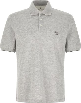 Brunello Cucinelli Grey Embroidery Logo Polo
