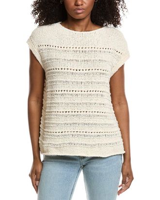 Lafayette 148 New York Bateau Neck Open Stitch Pullover Sweater