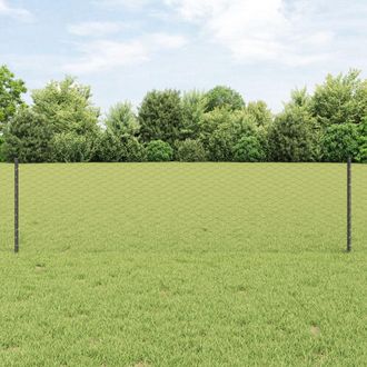 Berkfield Home Fence Posts 11 pcs U-Channel Grey 60 cm Steel, Hexagon Fence Grey 0, 6x50 m Steel