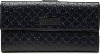 Gucci Navy Leather Long Wallet (Bi-Fold) (Pre-Owned)