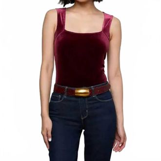 L'agence Molly Square Neck Bodysuit In Dark Port