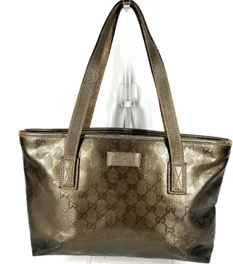 Gucci Metallic Brown Gg Imprim&eacute; Shoulder Bag Tote Bag (Pre-Owned)