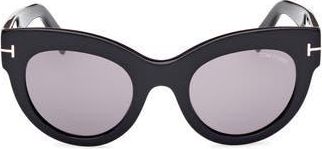 Tom Ford Lucilla 51mm Gradient Cat Eye Sunglasses in Shiny Black /Smoke Silver at Nordstrom Rack