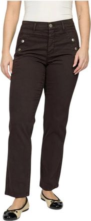 2-Biz Straight Jeans - Dames - Regular Fit Jeans - Bruin - M - Jeans