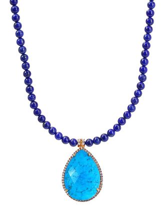 Liv Oliver 18K Plated 36.50 Ct. Tw. Turquoise Drop Necklace