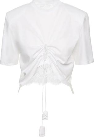 Ana Radu Top con bordo in pizzo - Bianco