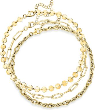 Ross-Simons 18kt Gold Over Sterling Jewelry Set: 3 Anklets