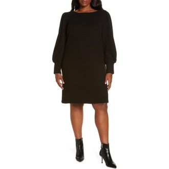 Julia Jordan Rib Boat Neck Long Sleeve Sweater Dress in Black at Nordstrom Rack, Size 16W