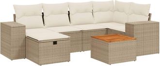 vidaXL Vidaxl - Set Sof&aacute;s De Jard&iacute;n 7 Piezas Y Cojines Rat&aacute;n Sint&eacute;tico Beige