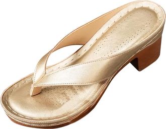 Generic Wedge Sandals for Women UK Kitten Heels Flip Flops Chunky Block Slip on Square Toe Mules Fashion Thong Heeled Sandals for Party Wedding Holiday Ladies