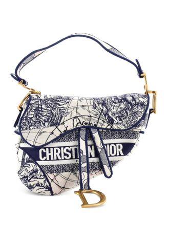 Dior Saddle Bag Logo Embroidered Canvas Medium shoulder bag - Blue