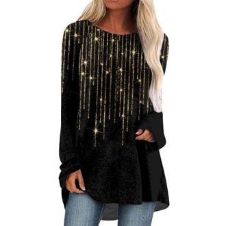 Generic Ladies Long Tops: Black Sequin Top, Long Sleeve, Fashion Long Sleeve Tops, Women Y2K Casual Sequin Tops, For Women UK Party, Ladies Tops, Size 20 UK, 