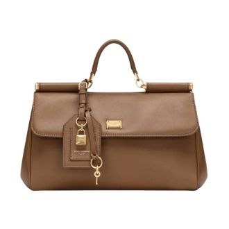 Dolce & Gabbana Tassen, Dames, Bruin, ONE Size, Katoen, My Sicily Handtas
